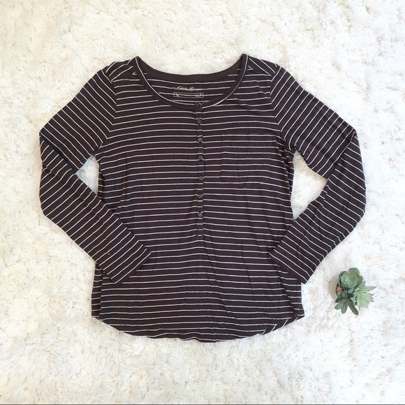 Eddie Bauer Tops - Eddie Bauer Henley Stripe Shirt - Medium